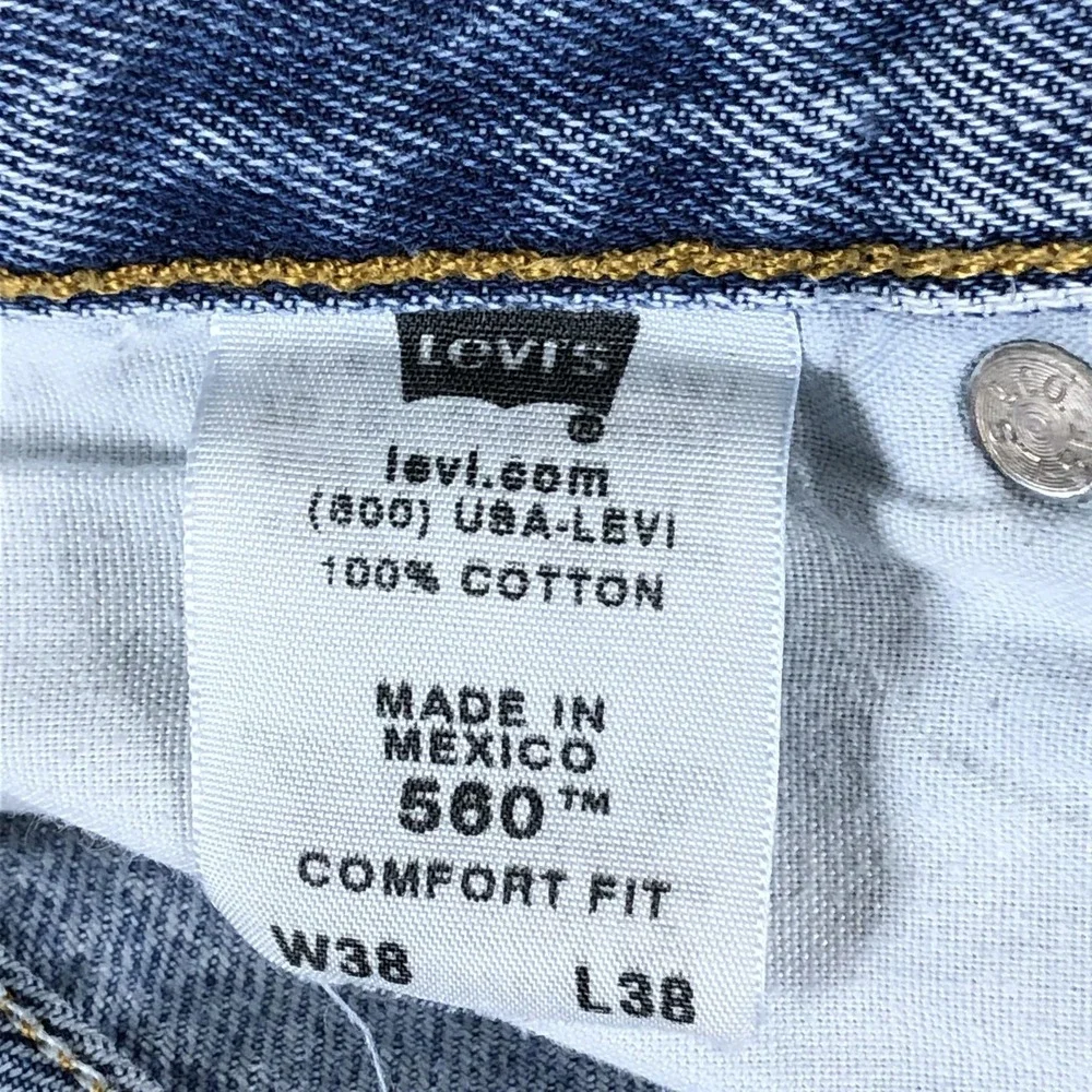 Levis 560 Jeans Mens 38x33 Blue Relaxed Fit Tapered Denim Light Wash Casual